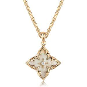 Gold Clover Necklace Women Dainty 14K Gold Plated CZ Pendant Adjustable Chain